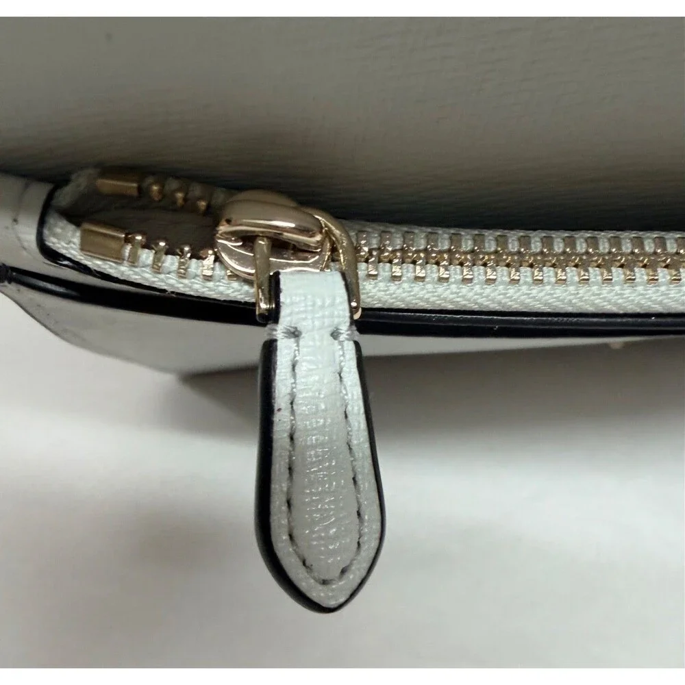 Kate Spade Large Slim Bifold Wallet Check Book Wristlet Pebbled Leather Black